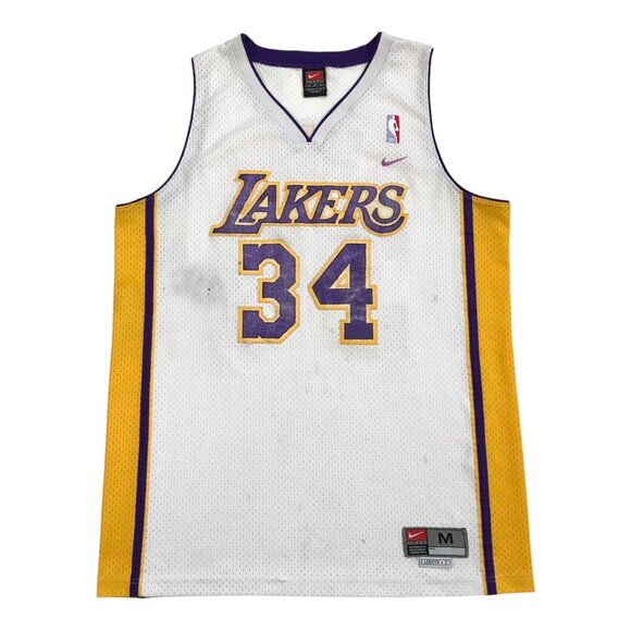VINTAGE NIKE LA LAKERS SHAQ ONEAL JERSEY MEDIUM M SHAQUILLE LOS ANGELES SWINGMAN - Picture 1 of 6